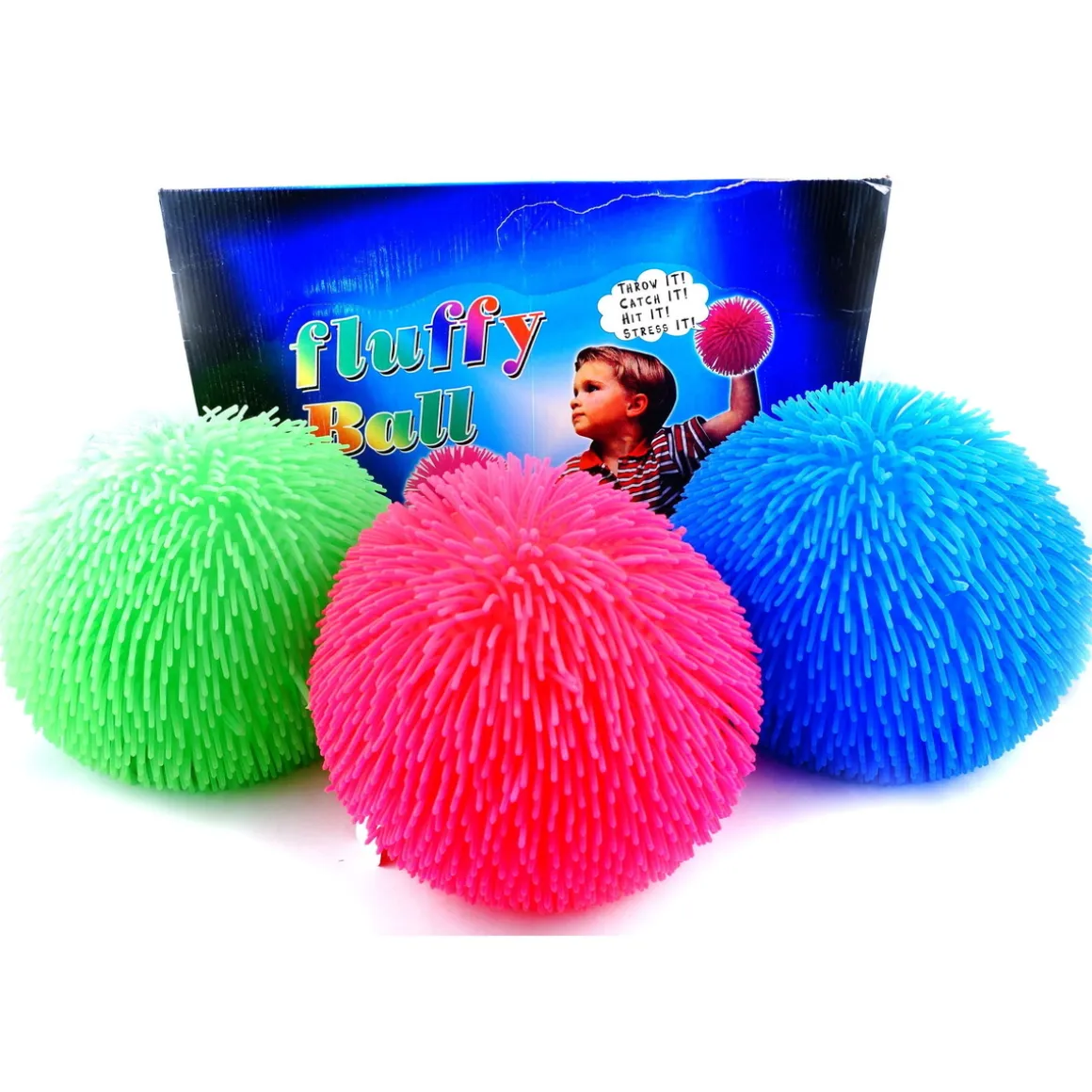 Puffer Ball Hair 27 cm – en sjov variant af stressbolden. Sælges assorteret, pris pr. stk.