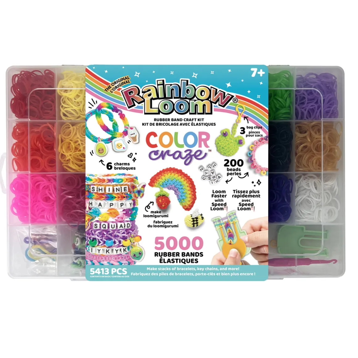 Rainbow Loom Color Craze, 5000 Looms + armbåndsværktøj, perler, charms