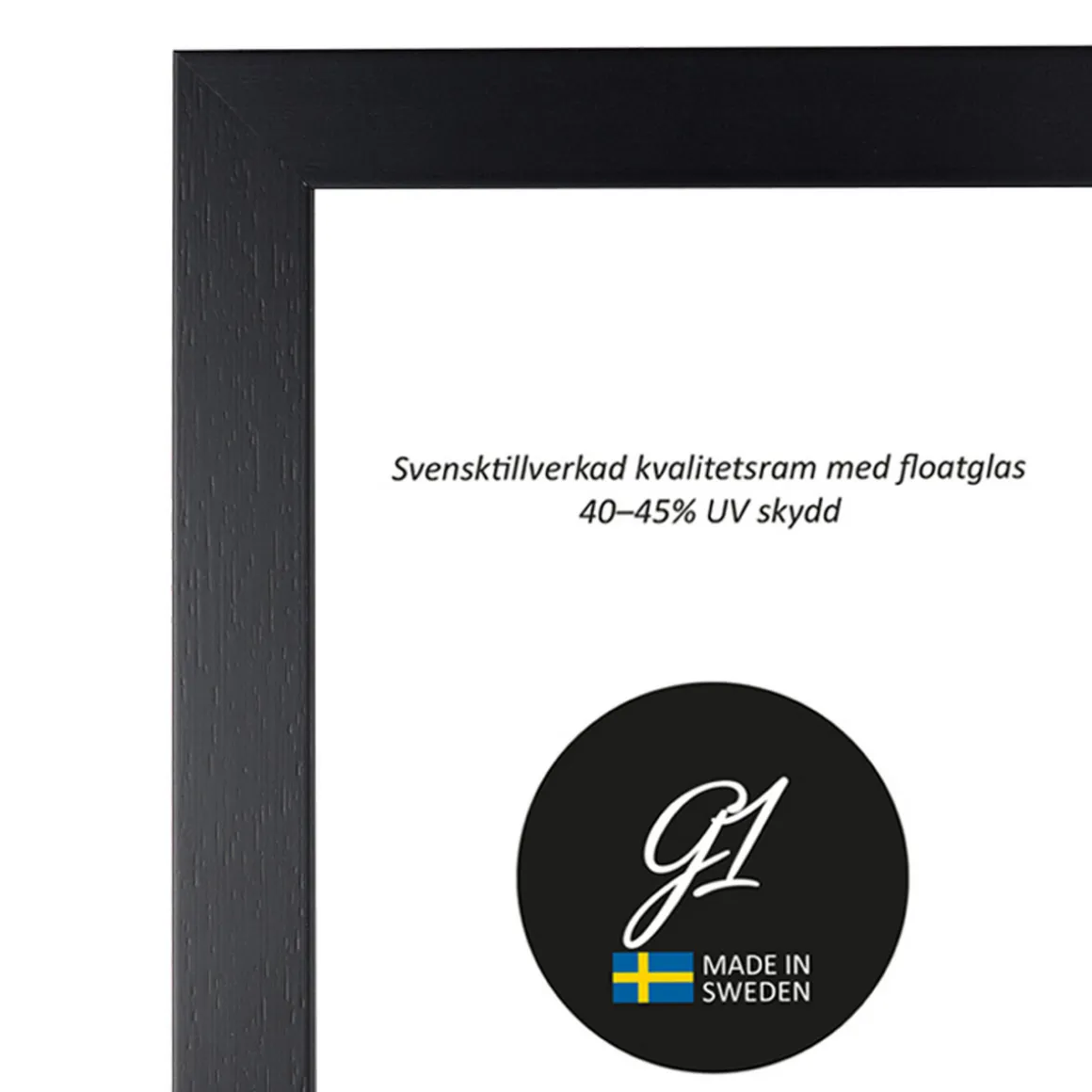 Ramme 4E Sort fladlist 40x40cm