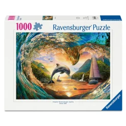 Ravensburger puslespil – Dolphin Heart Leap. 1000 brikker, 70x50 cm.