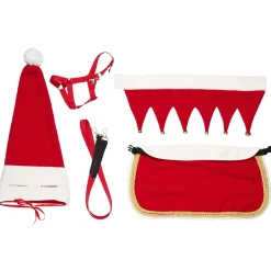 Rødt og sødt julekit med juletøj til din kæphest/hobby horse, 5 dele
