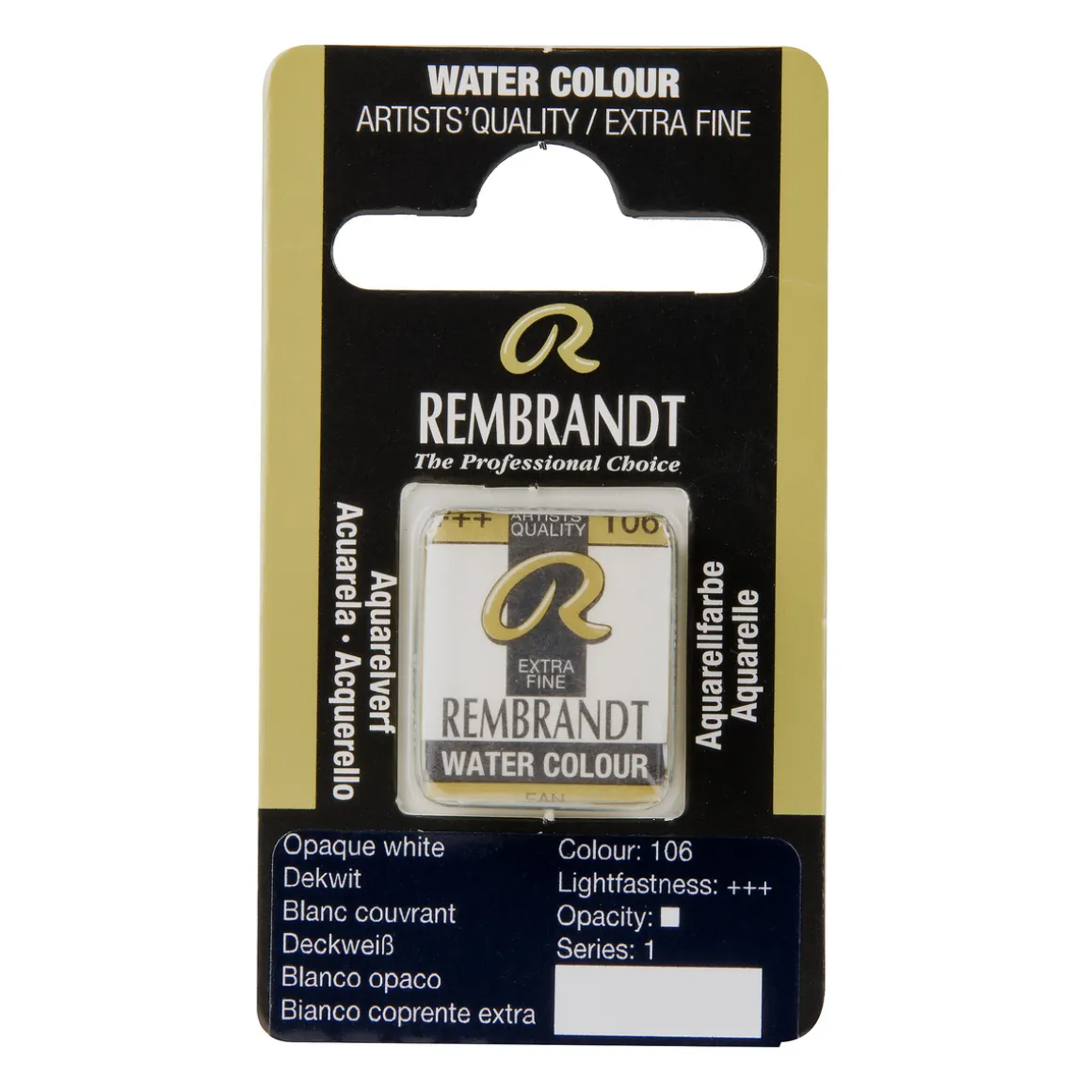 Rembrandt akvarelfarve half pan – White Extra Opaque 106