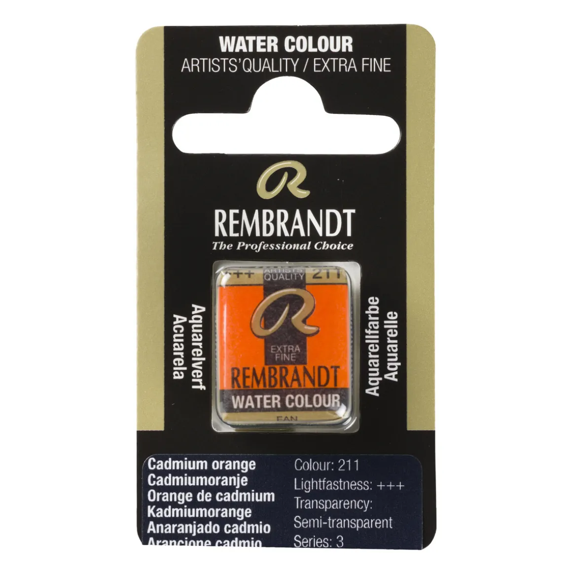 Rembrandt akvarelfarve half pan – Cadmium Orange 211