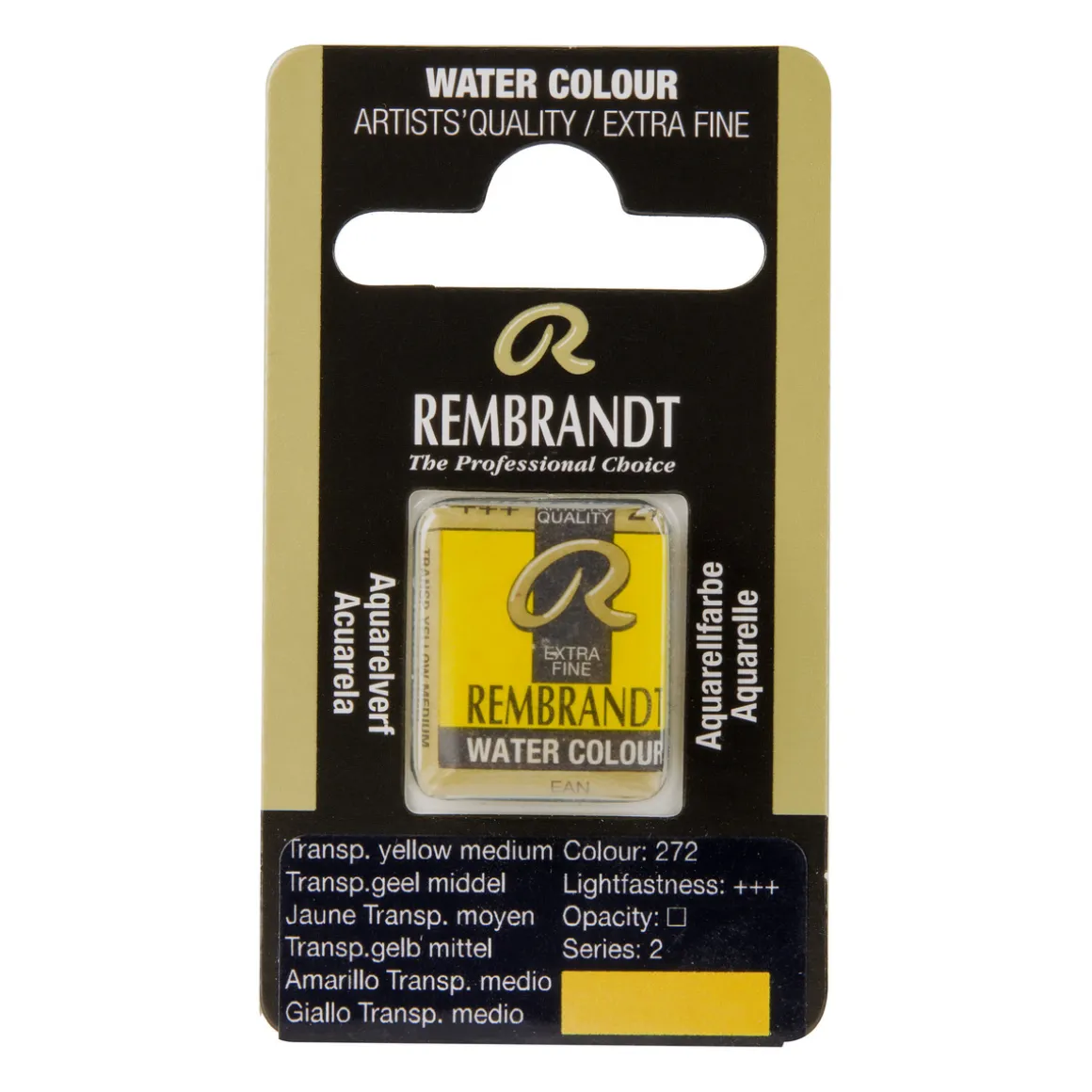 Rembrandt akvarelfarve half pan – Transparent Yellow Medium 272