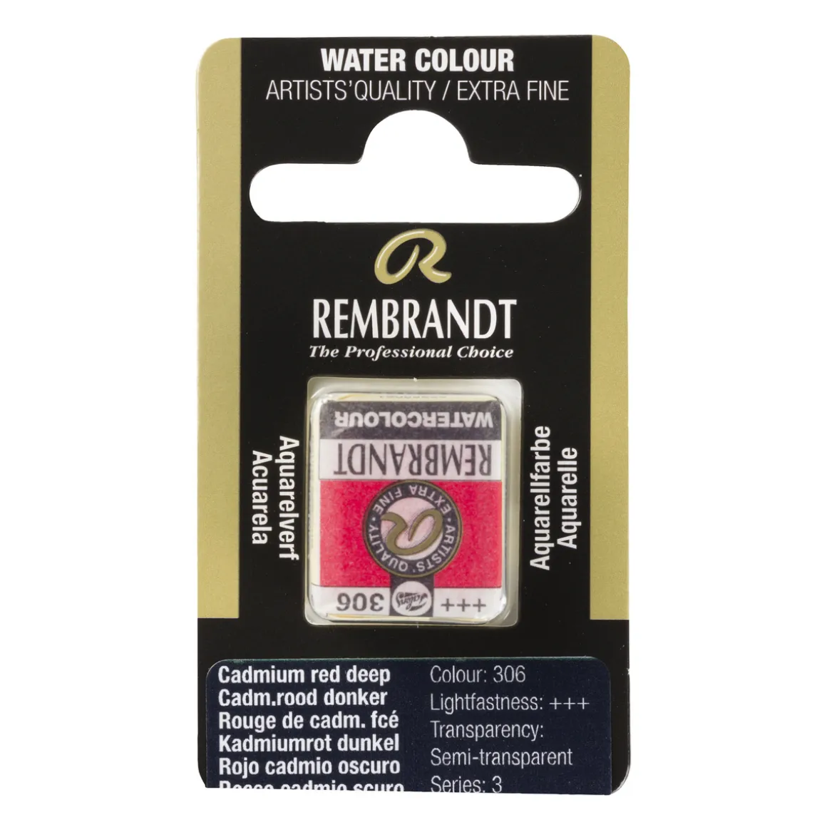 Rembrandt akvarelfarve half pan – Cadmium Red Deep 306