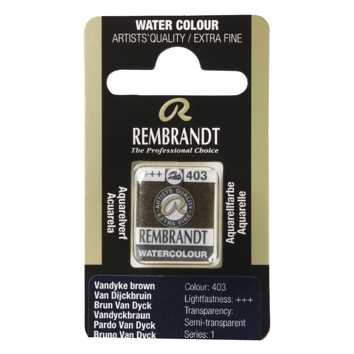 Rembrandt akvarelfarve half pan – Vandyke Brown 403