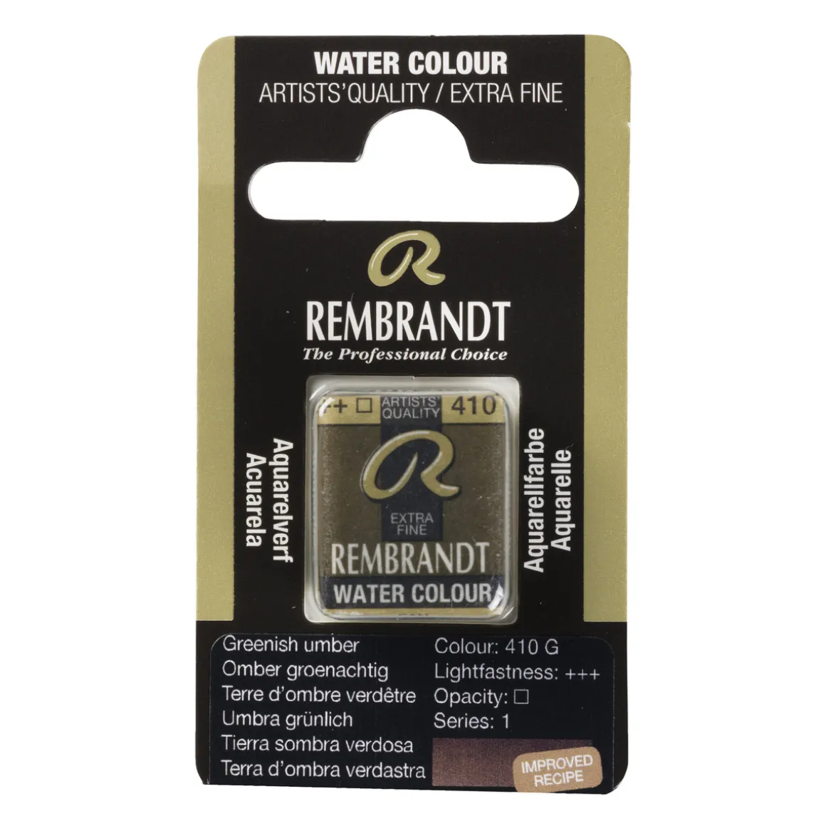 Rembrandt akvarelfarve half pan – Greenish Umber 410