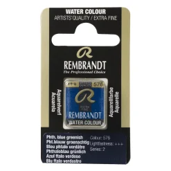 Rembrandt akvarelfarve half pan – Phthalo Blue Greenish 576