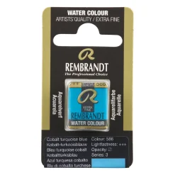 Rembrandt akvarelfarve half pan – Cobalt Turquoise Blue 586