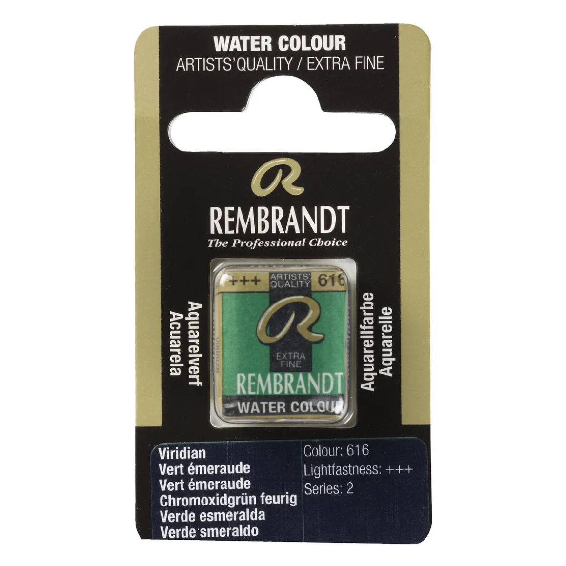 Rembrandt akvarelfarve half pan – Viridian 616