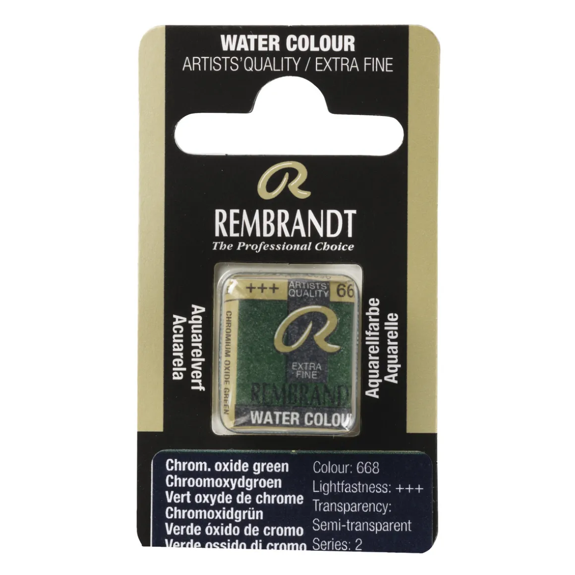 Rembrandt akvarelfarve half pan – Chromium Oxide Green 668