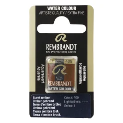 Rembrandt akvarelfarve half pan – Burnt Umber 409