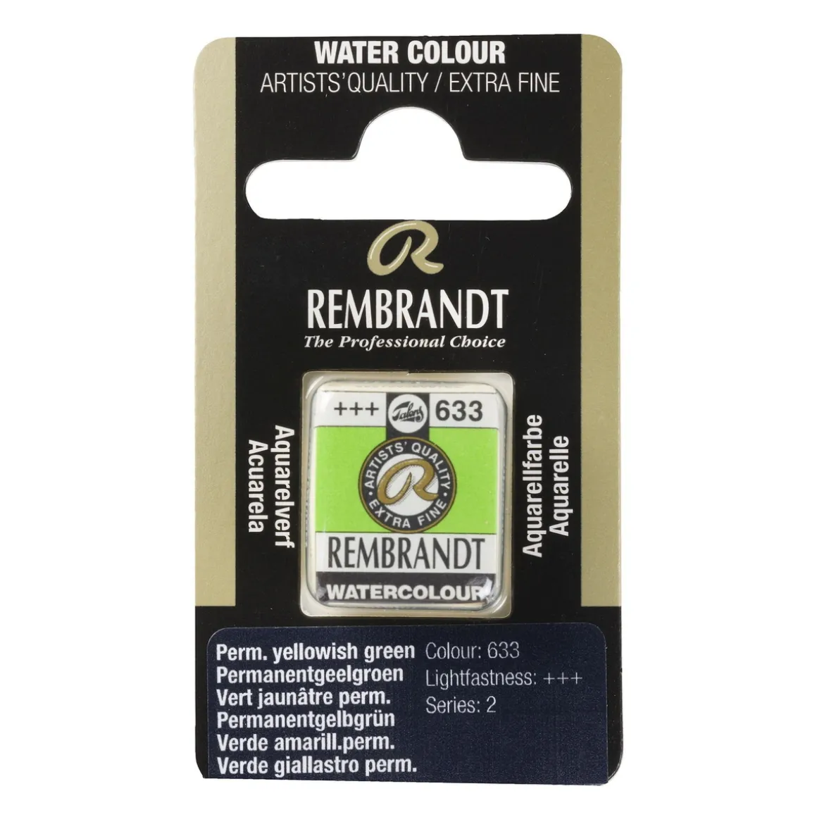 Rembrandt akvarelfarve half pan – Permanent Yellow Green 633