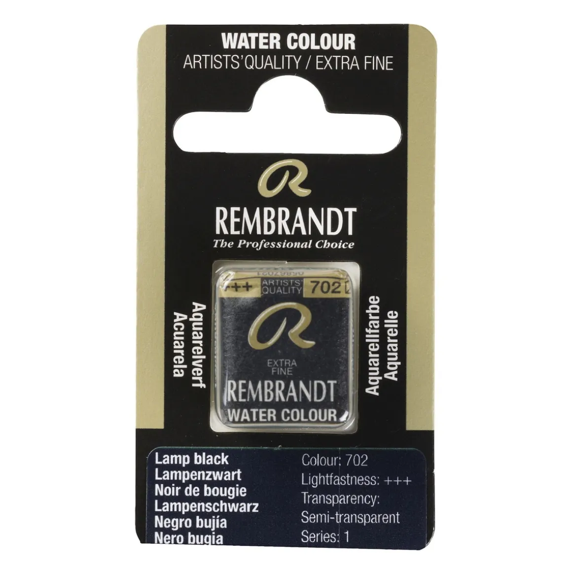 Rembrandt akvarelfarve half pan – Lamp Black 702
