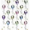 Rhinestone stickers balloner – 30 balloner m. snor (L 35 mm) og 44 små guldstjerner.