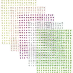Rhinestone stickers big pack pastel – 1440 perlestickers i 5 forskellige farver. Ø4 mm