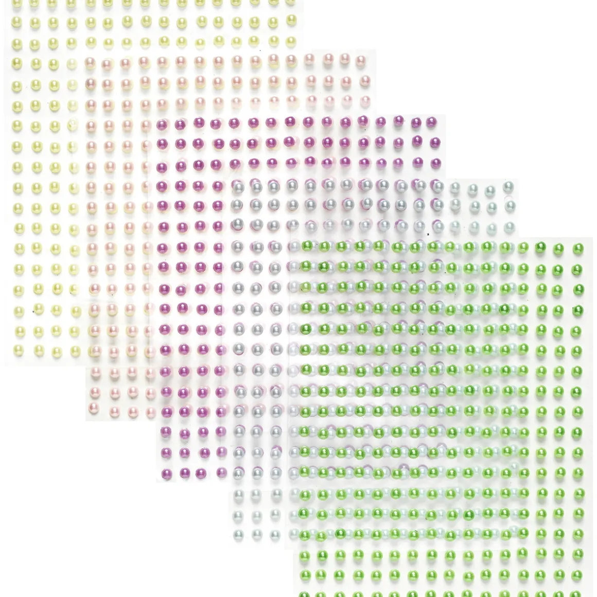 Rhinestone stickers big pack pastel – 1440 perlestickers i 5 forskellige farver. Ø4 mm