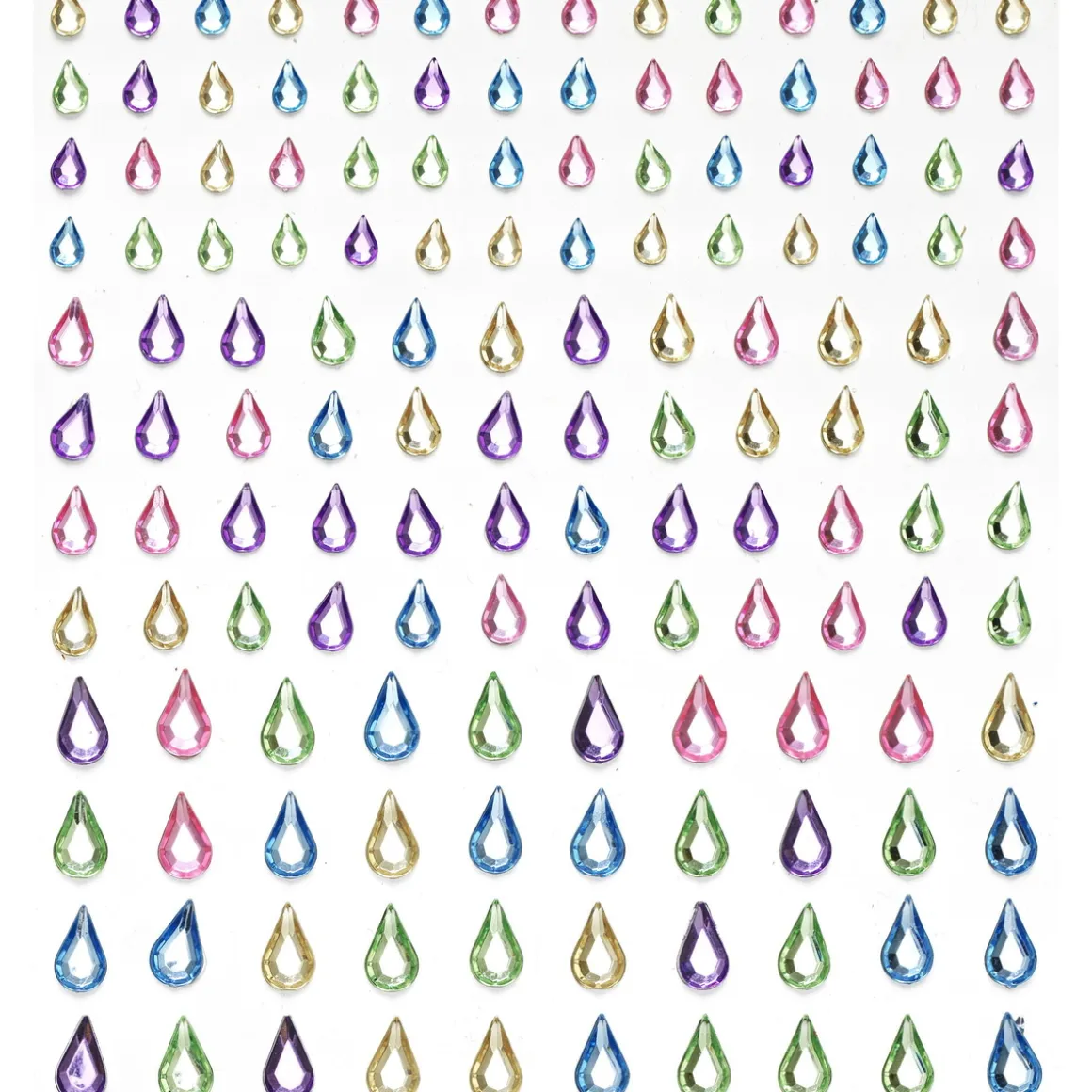 Rhinestone stickers dråber pastel – 288 pasteldråber. L 5, 7, 10 mm