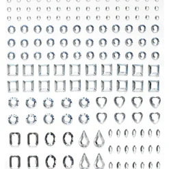 Rhinestone stickers forme krystal – 304 forskelligt formede perlestickers. L 2-12 mm