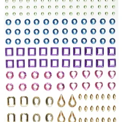 Rhinestone stickers forme pastel – 304 forskelligt formede perlestickers. L 2-12 mm