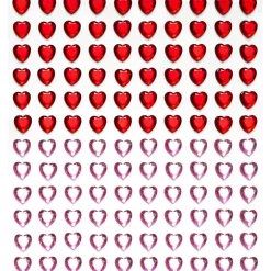 Rhinestone stickers hjerter – 240 røde og krystallignende hjerter. Ø8 mm