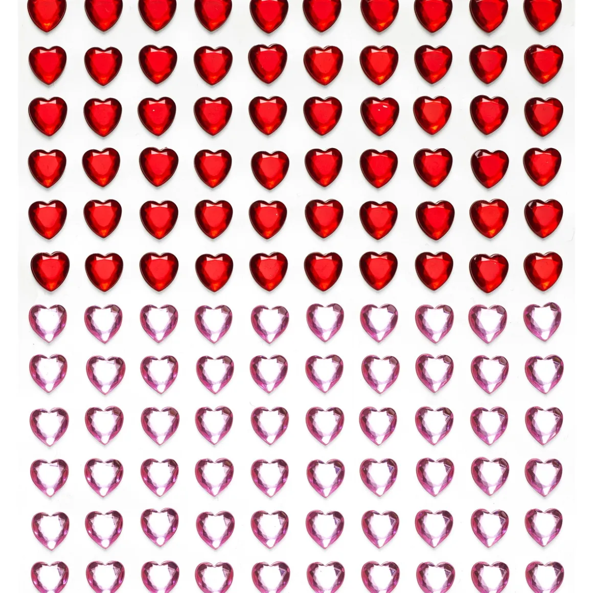 Rhinestone stickers hjerter – 240 røde og krystallignende hjerter. Ø8 mm