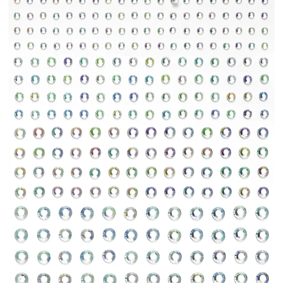 Rhinestone stickers iriserende krystal – 496 perlestickers. Ø3, 4, 5, 6 mm
