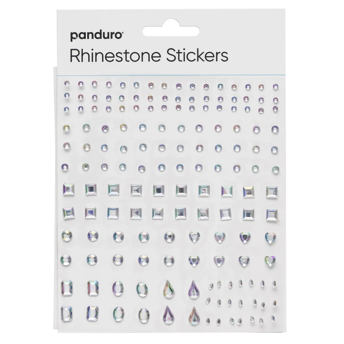Rhinestone Stickers iriserende mix med forskellige former – i alt 310 former, ca. 2-10 mm