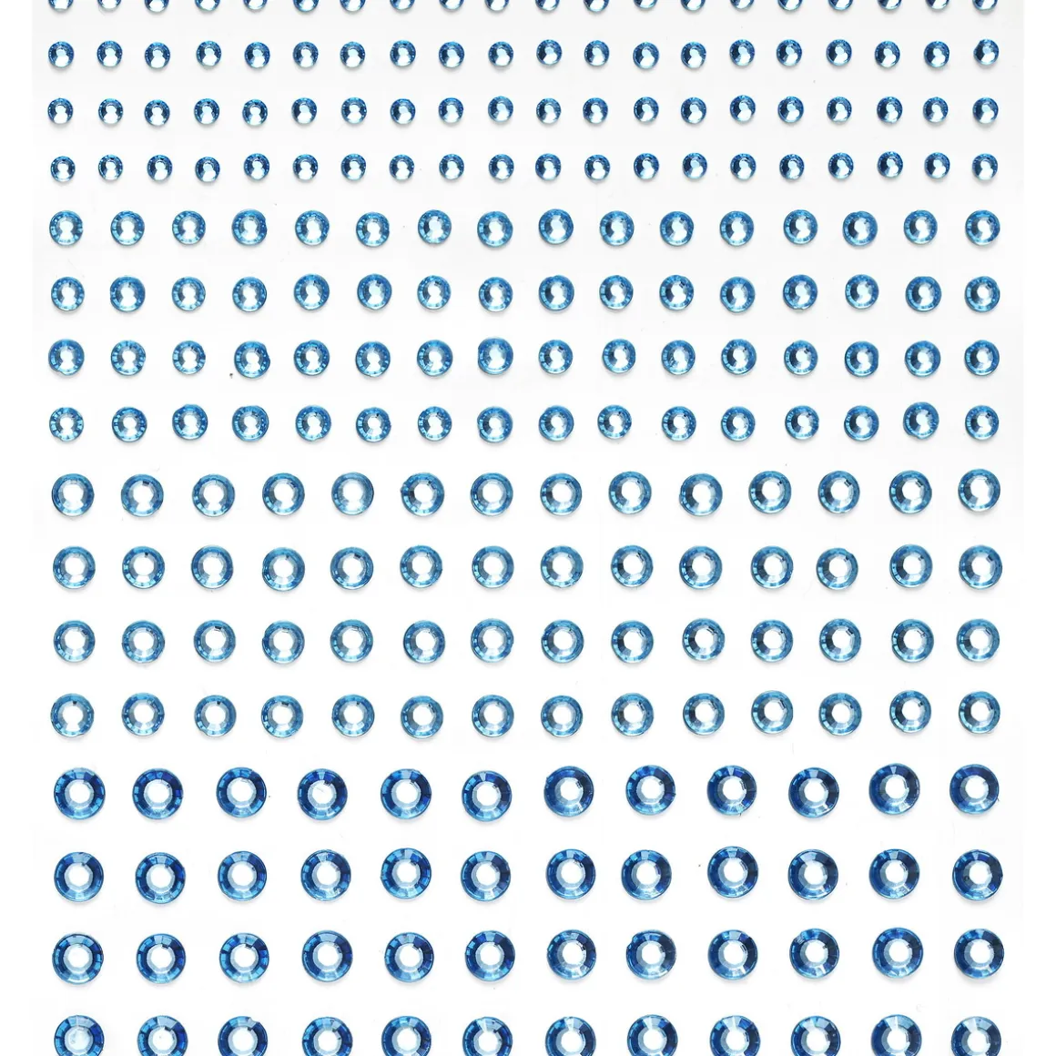 Rhinestone stickers lyseblå – 496 lyseblå perlestickers. Ø3, 4, 5, 6 mm