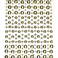 Rhinestone stickers messingmetallic – 450 nitteformede perlestickers. Ø3, 4, 5, 7 mm