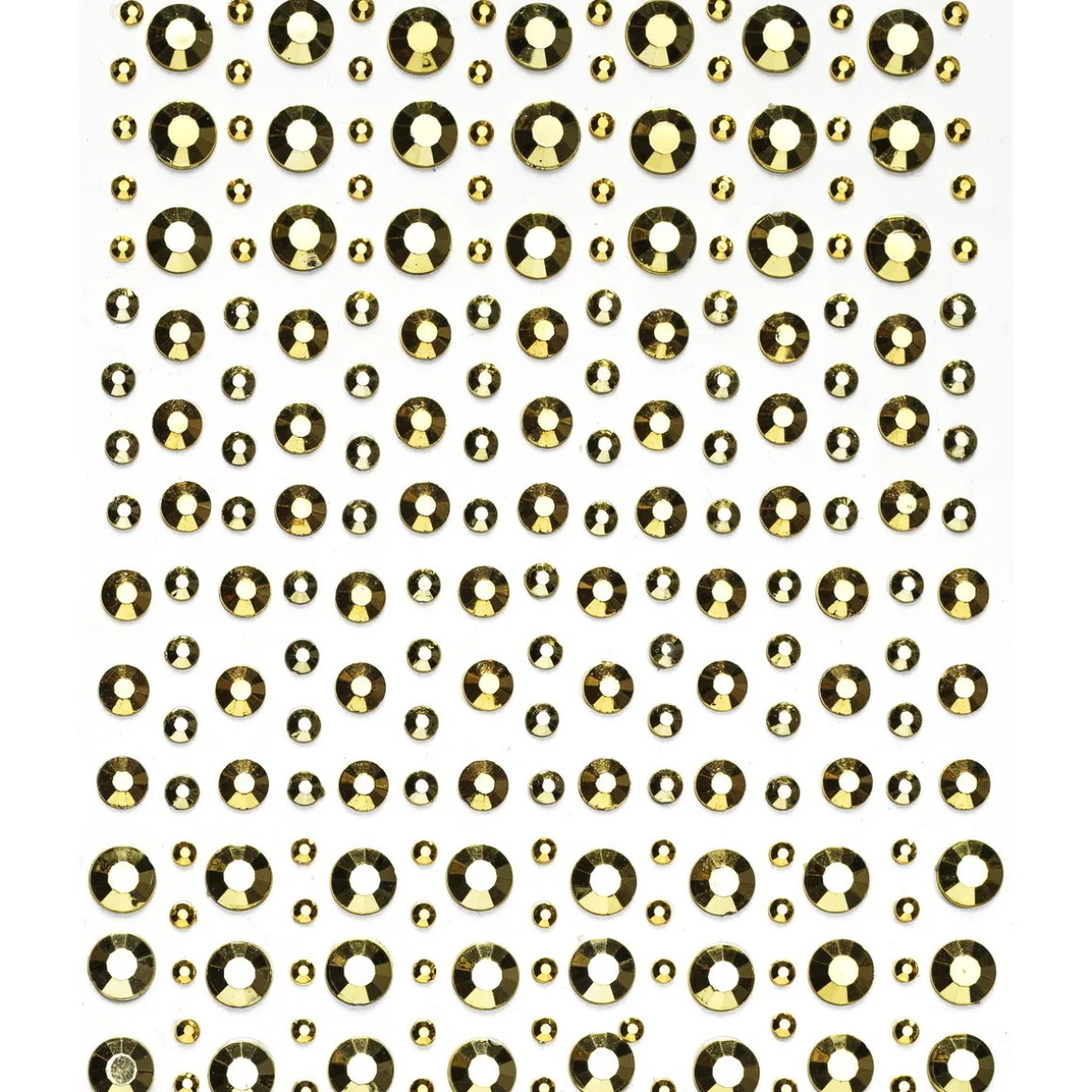 Rhinestone stickers messingmetallic – 450 nitteformede perlestickers. Ø3, 4, 5, 7 mm