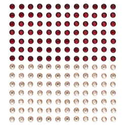 Rhinestone stickers – 336 runde, facetterede stickers i rød og rosa. Ø6 mm