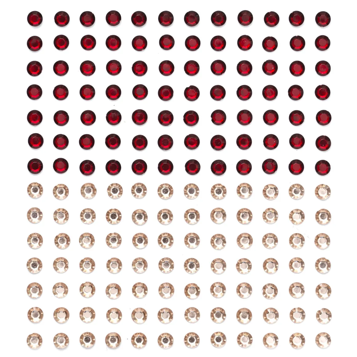 Rhinestone stickers – 336 runde, facetterede stickers i rød og rosa. Ø6 mm