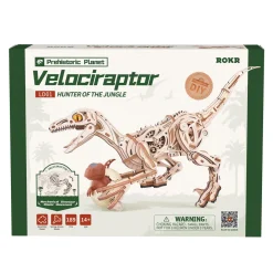 Robotime ROKR Velociraptor LD01 træpuslespil, dinosaur som kan bevæge sig! 415×105×210 mm