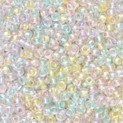 Rocaillesperle 9/0 mix glade pastelfarver, 30 gram glasperler a Ø2,4-2,8 mm