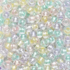Rocaillesperle 6/0 mix glade pastelfarver, 30 gram glasperler a Ø3,7-4,3 mm