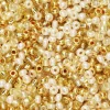 Rocaillesperle 9/0 mix guld, rosa og glas, 30 gram glasperler a Ø2,4-2,8 mm