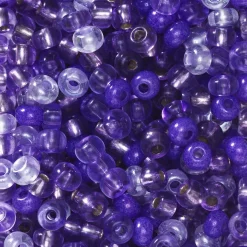 Rocaillesperle 6/0 mix lilla og glas, 30 gram glasperler a Ø3,7-4,3 mm