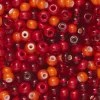 Rocaillesperle 6/0 mix med rødt tema, 30 gram glasperler a Ø3,7-4,3 mm