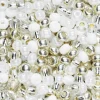 Rocaillesperle 6/0 mix sølv, hvidt og glas, 30 gram glasperler a Ø3,7-4,3 mm