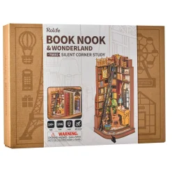 Rolife DIY Booknook Silent Corner Study bogstøtte miniature – TGE02, 118×118×249 mm