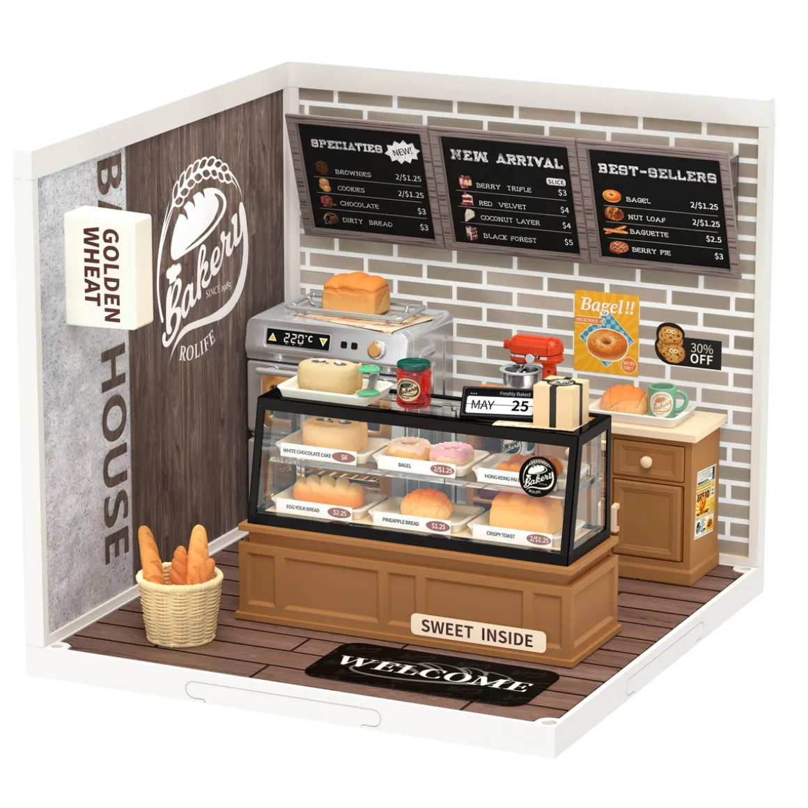 Rolife DIY Super Creator Golden Wheat Bakery miniaturediorama – DW005B, 163×163×152 mm