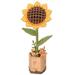 Rolife DIY Wooden Flower 3D-puslespil træblomst TW011 Sunflower, 95×85×230 mm