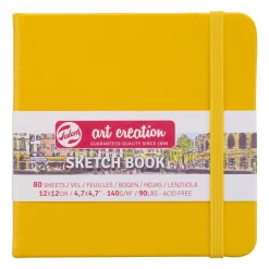 Royal Talens Art Creation Sketch skitsebog 12×12 cm, gult omslag – 140 g/m², 80 ark