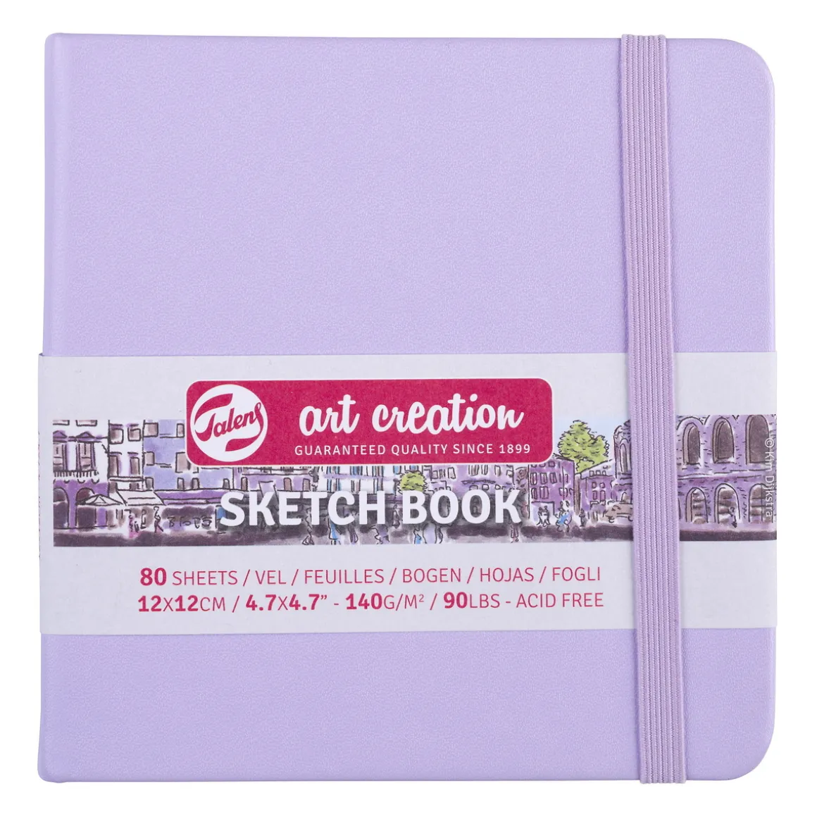 Royal Talens Art Creation Sketch skitsebog 12x12 cm, lyslilla omslag – 140 g/m², 80 ark