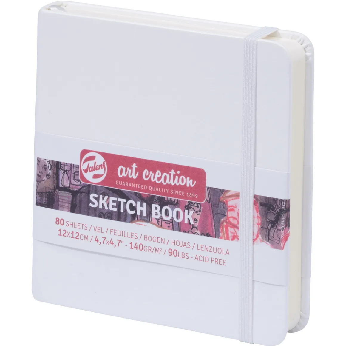 Royal Talens Art Creation Sketch skitsebog 12×12 cm, hvidt omslag – 140 g/m², 80 ark