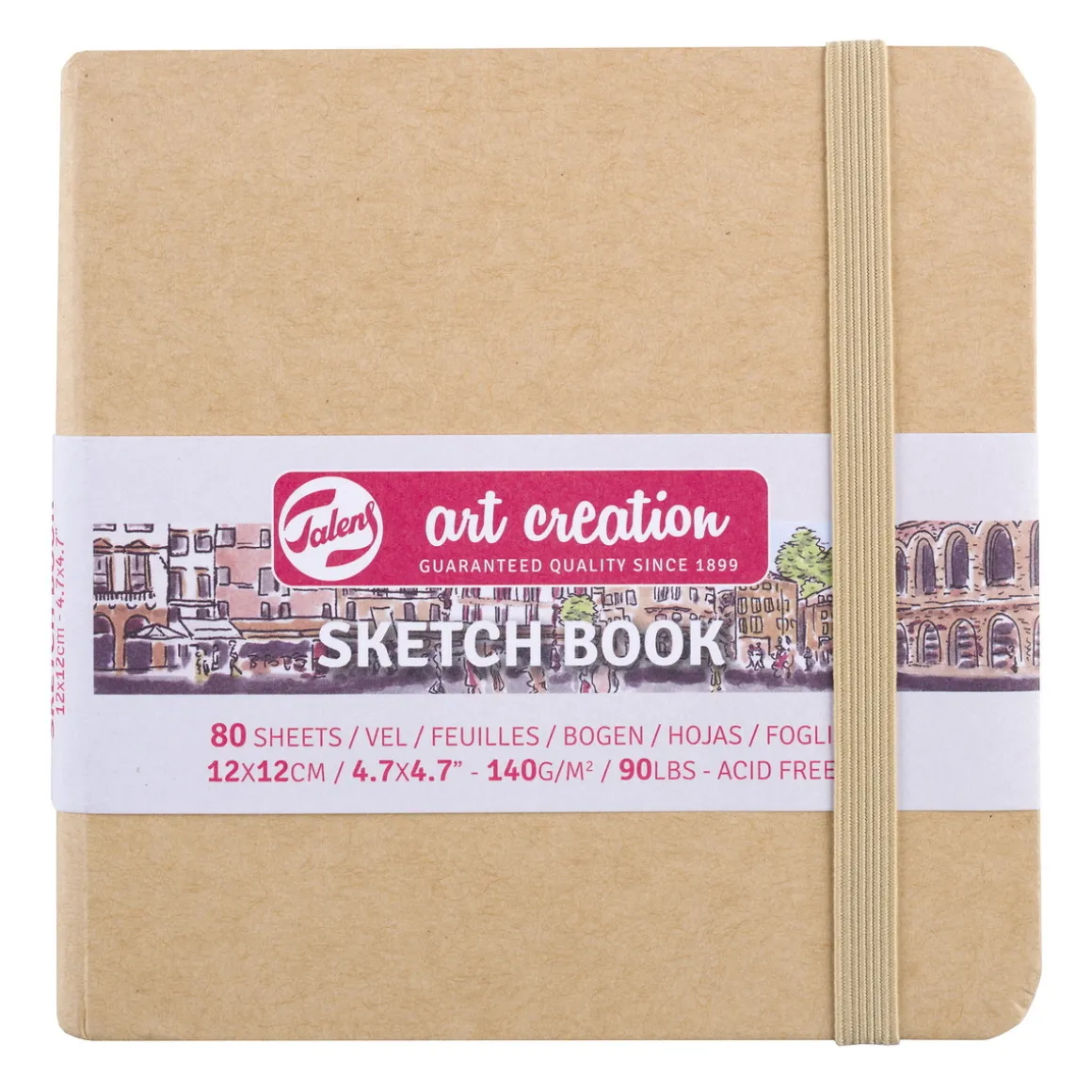 Royal Talens Art Creation Sketch skitsebog 12x12 cm, blomstret omslag – 140 g/m², 80 ark