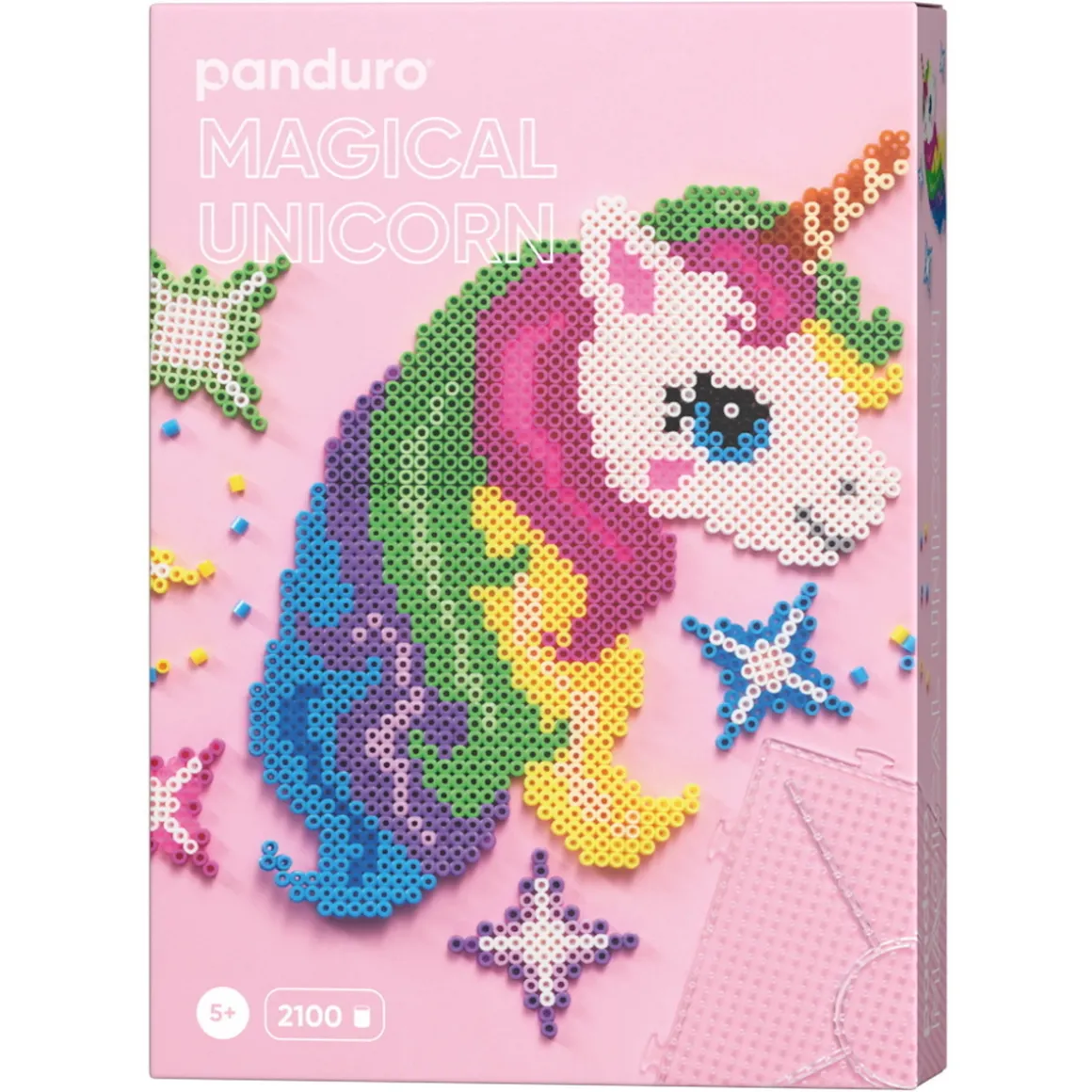 Rørperler Midi kit Enhjørning & Unicorn, 2100 perler a Ø5 mm & 4 firkantede stiftplader