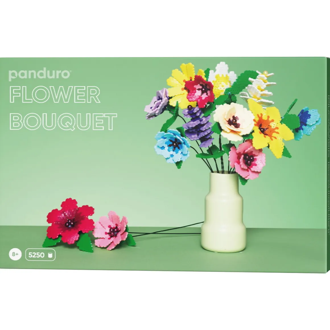 Rørperler Midi kit Perleblomster, 5250 perler a Ø5 mm, blomsterpinde og perleplade