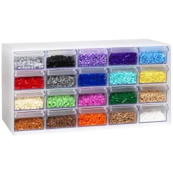 Rørperler Midi 20.000 stk. perler a Ø5 mm, 20 regnbuefarvede farver i vores klassiske perlekommode